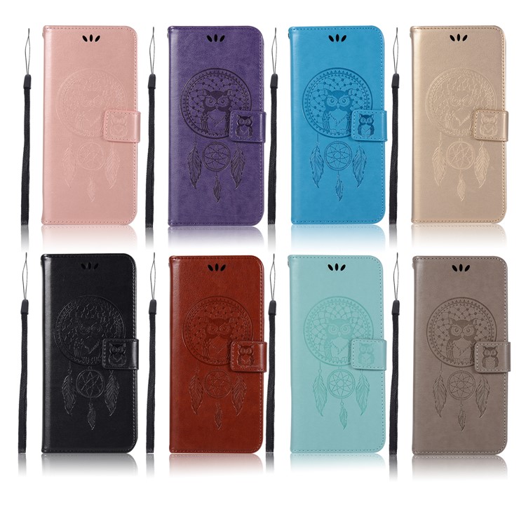 Imprint Tree Owl Magnetic Wallet PU Leather Stand Cover for Samsung Galaxy J7 (2017) EU Version / J7 Pro (2017) - Black-8