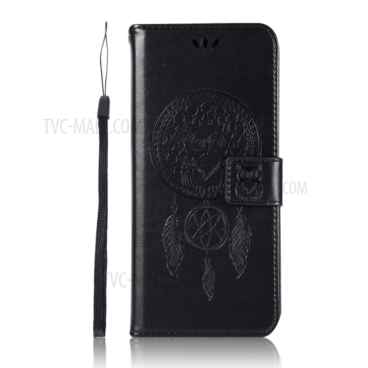 Imprint Owl Dream Catcher PU Leather Wallet Mobile Case for Samsung Galaxy S8 Plus SM-G955 - Black-2