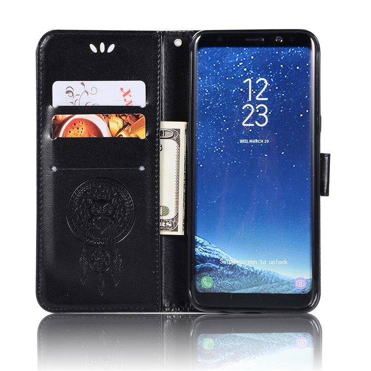 Imprint Owl Dream Catcher PU Leather Wallet Mobile Case for Samsung Galaxy S8 Plus SM-G955 - Black-4
