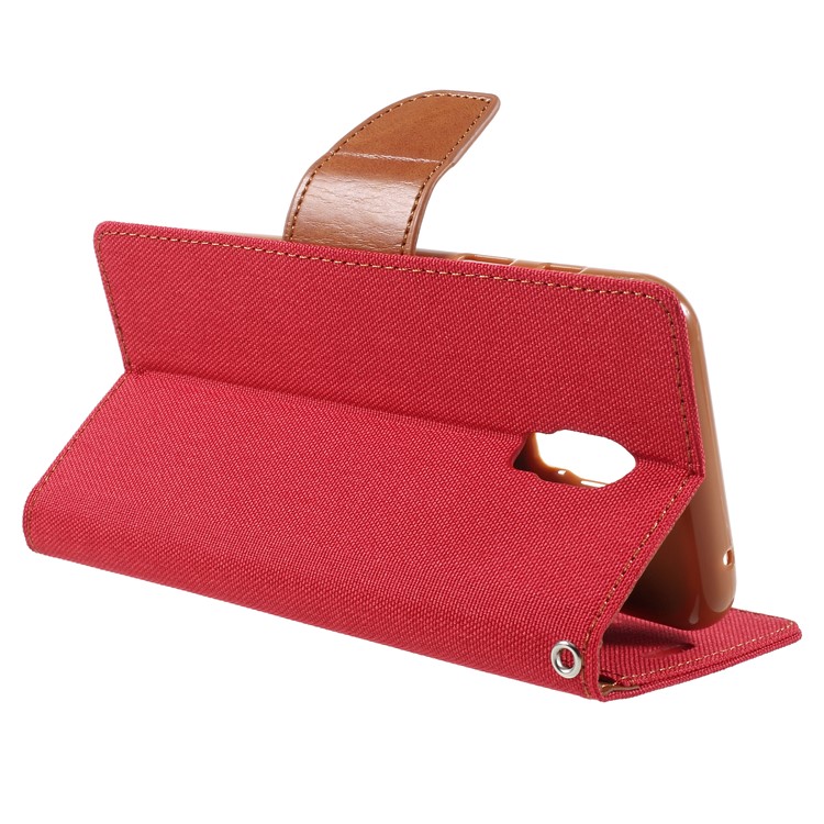 MERCURY GOOSPERY for Samsung Galaxy J7 Plus / C8 Canvas Diary Stand Leather Wallet Case - Red-5