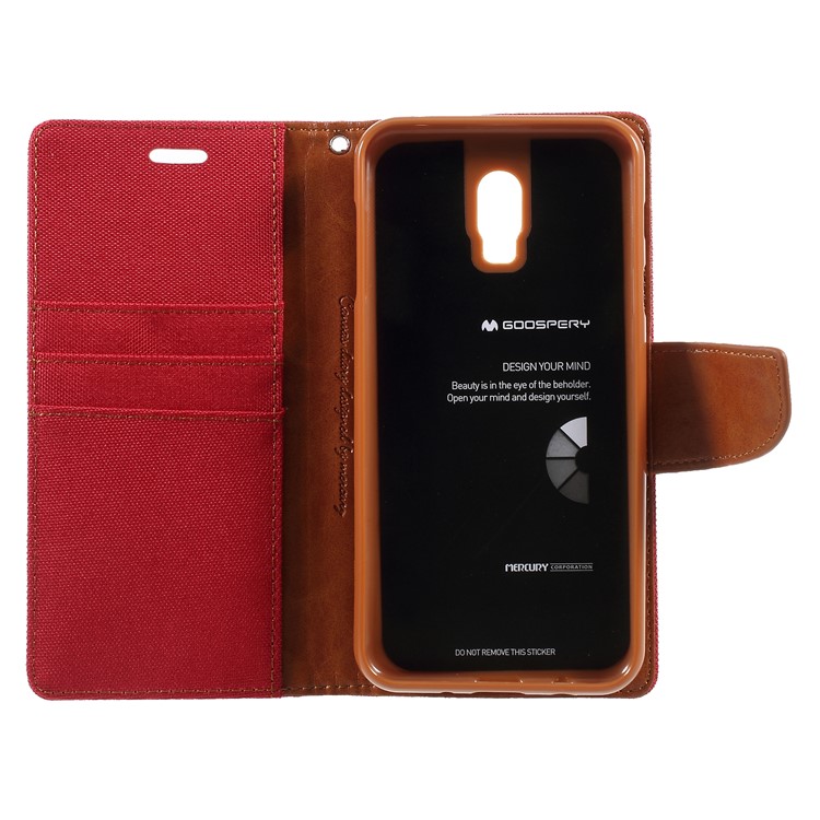 MERCURY GOOSPERY for Samsung Galaxy J7 Plus / C8 Canvas Diary Stand Leather Wallet Case - Red-6