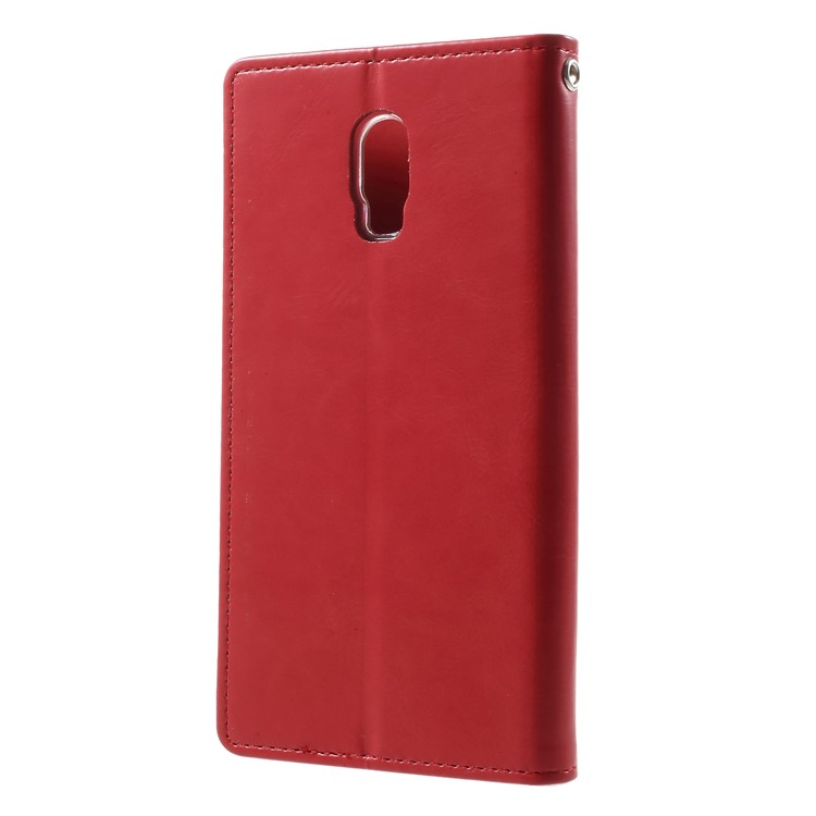 MERCURY GOOSPERY Blue Moon Leather Wallet Case for Samsung Galaxy J7+ / C8 - Red-2