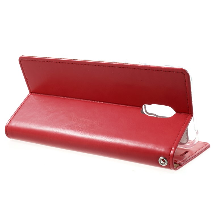 MERCURY GOOSPERY Blue Moon Leather Wallet Case for Samsung Galaxy J7+ / C8 - Red-4