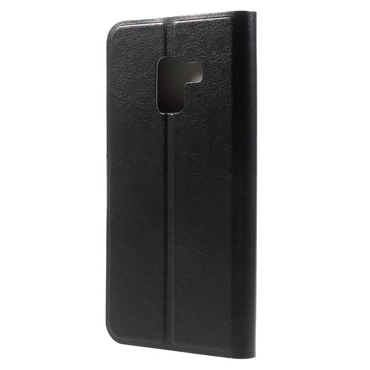 For Samsung Galaxy A5 (2018) Crazy Horse Leather Stand Case with Card Slot (Built-in Steel Sheet) - Black-2