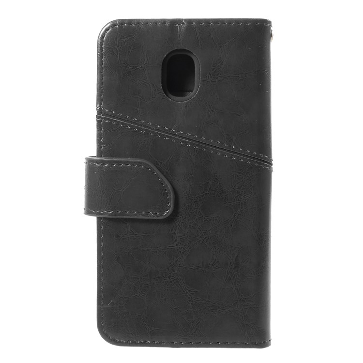 K'TRY Geometric Splicing Series Wallet Leather Case for Samsung Galaxy J3 Pro (2017) / J3 (2017) EU Version - Black-2