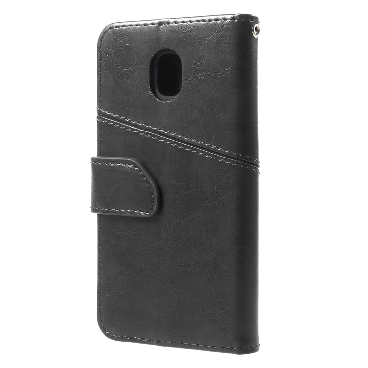 K'TRY Geometric Splicing Series Wallet Leather Case for Samsung Galaxy J3 Pro (2017) / J3 (2017) EU Version - Black-4