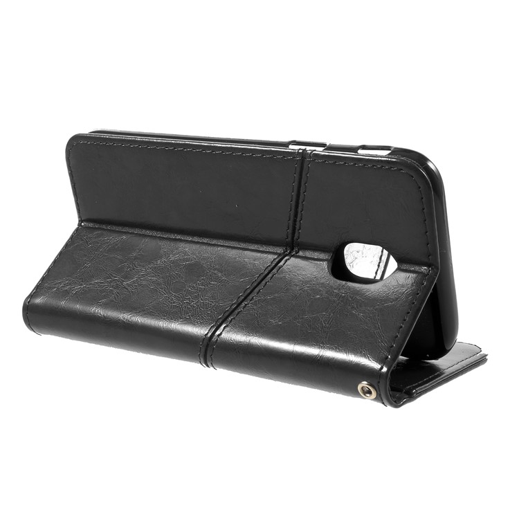 K'TRY Geometric Splicing Series Wallet Leather Case for Samsung Galaxy J3 Pro (2017) / J3 (2017) EU Version - Black-5