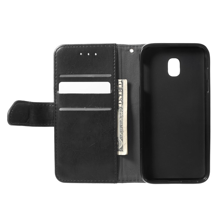 K'TRY Geometric Splicing Series Wallet Leather Case for Samsung Galaxy J3 Pro (2017) / J3 (2017) EU Version - Black-6