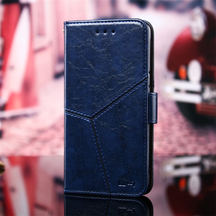 K'TRY Geometric Splicing Series Wallet PU Leather Phone Case for Samsung Galaxy S8 G950 - Blue-2