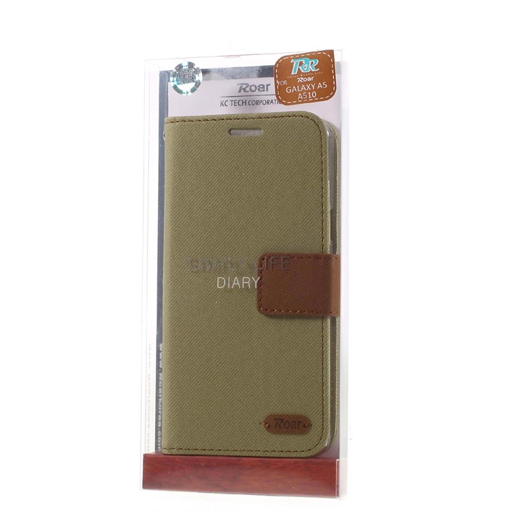 ROAR KOREA Twill Leather Stand Cover para Samsung Galaxy A5 SM-A510F - cáqui-10