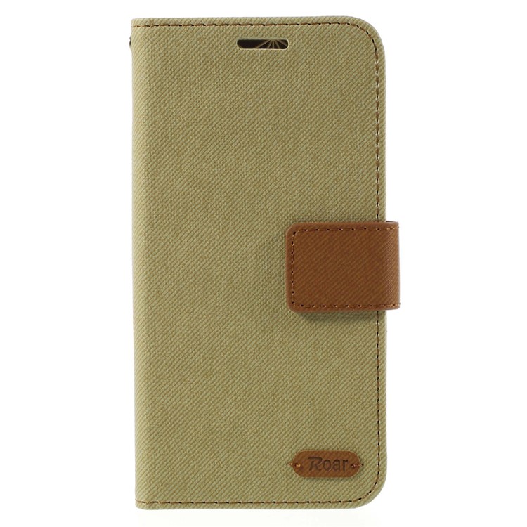 ROAR KOREA Twill Leather Stand Cover para Samsung Galaxy A5 SM-A510F - cáqui-3