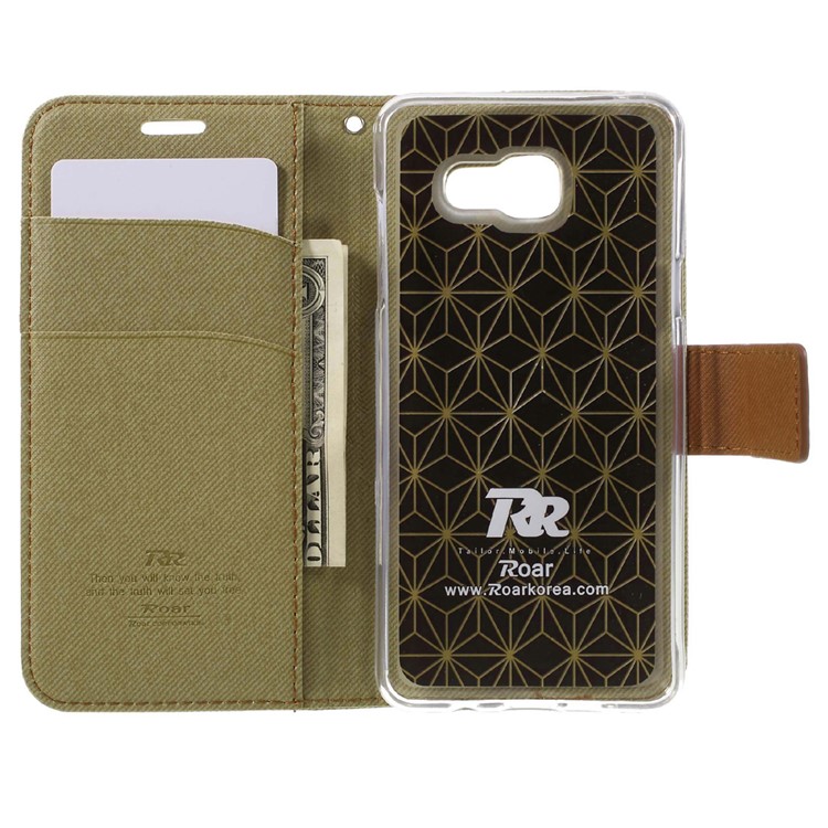 ROAR KOREA Twill Leather Stand Cover para Samsung Galaxy A5 SM-A510F - cáqui-6