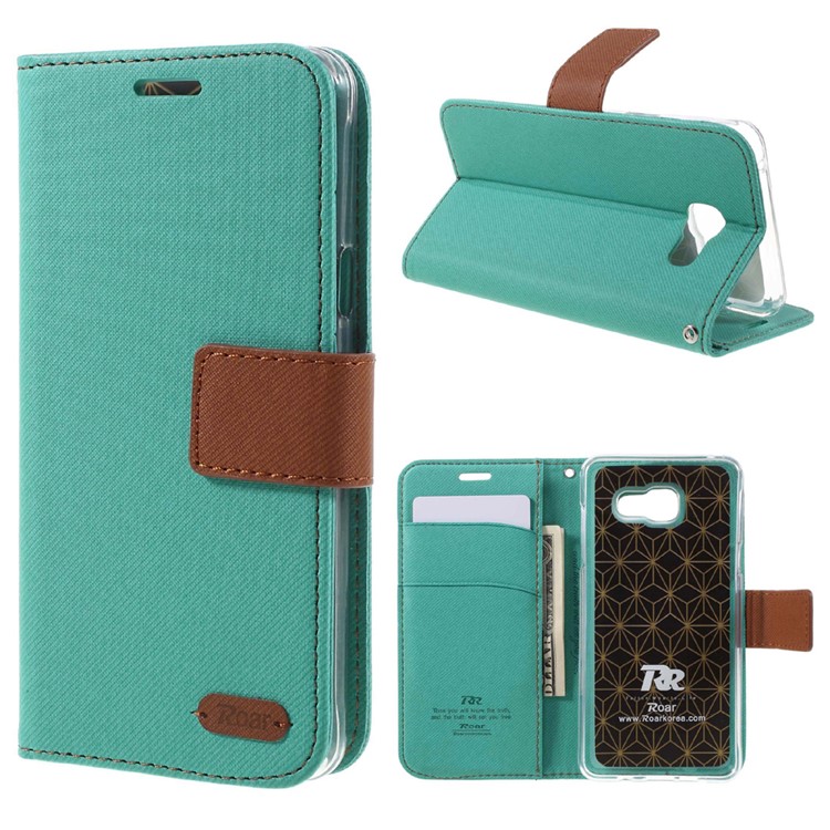 ROAR KOREA Twill Leather Flip Case para Samsung Galaxy A5 SM-A510F - verde-1
