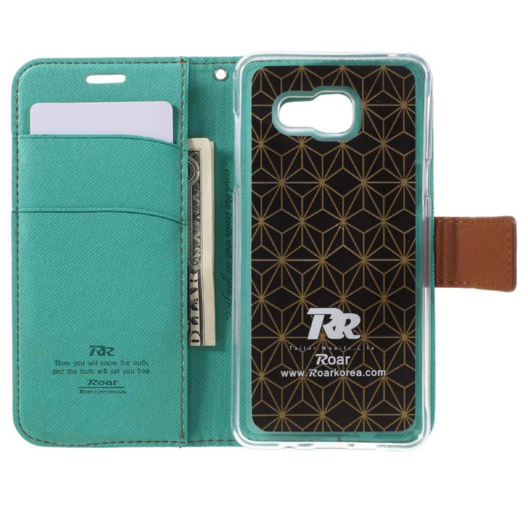 ROAR KOREA Twill Leather Flip Case para Samsung Galaxy A5 SM-A510F - verde-6