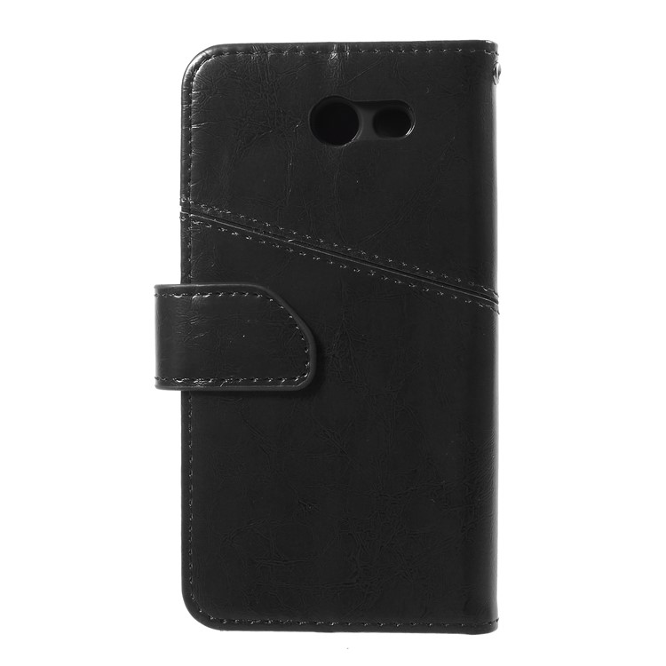 K'TRY Geometric Splicing Series Leather Wallet Case for Samsung Galaxy J3 Prime - Black-2