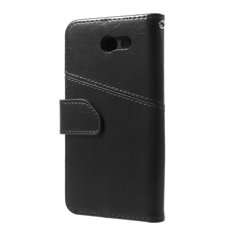 K'TRY Geometric Splicing Series Leather Wallet Case for Samsung Galaxy J3 Prime - Black-4