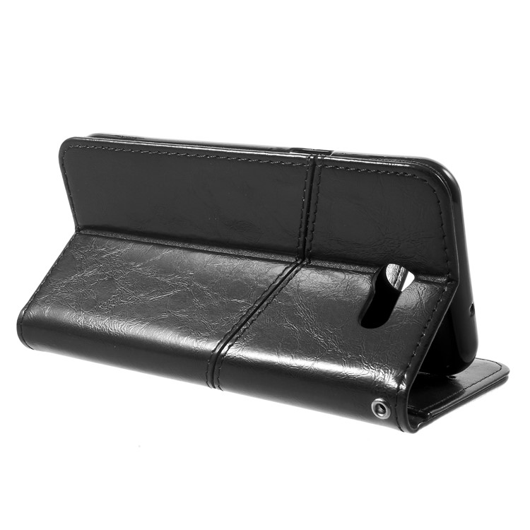 K'TRY Geometric Splicing Series Leather Wallet Case for Samsung Galaxy J3 Prime - Black-5
