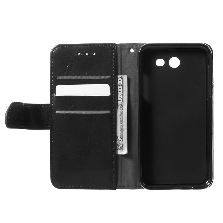 K'TRY Geometric Splicing Series Leather Wallet Case for Samsung Galaxy J3 Prime - Black-6