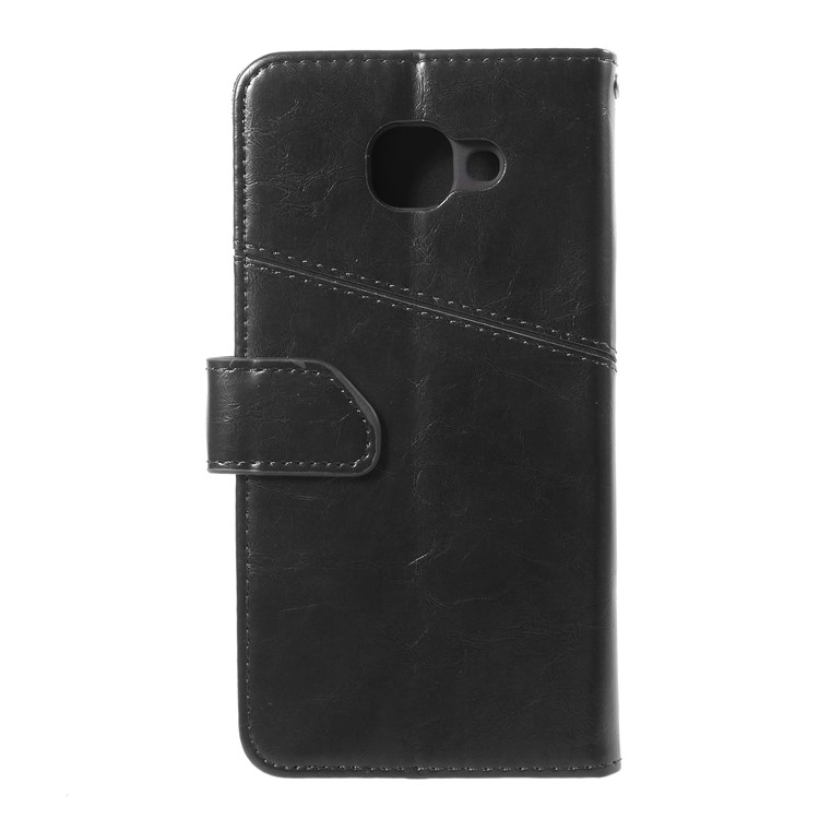 K'TRY Geometric Splicing Series Wallet Stand Leather Case for Samsung Galaxy A7 (2017) SM-A720 - Black-2