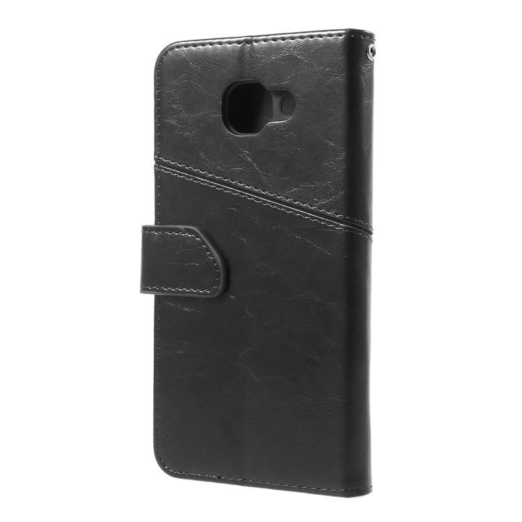 K'TRY Geometric Splicing Series Wallet Stand Leather Case for Samsung Galaxy A7 (2017) SM-A720 - Black-4