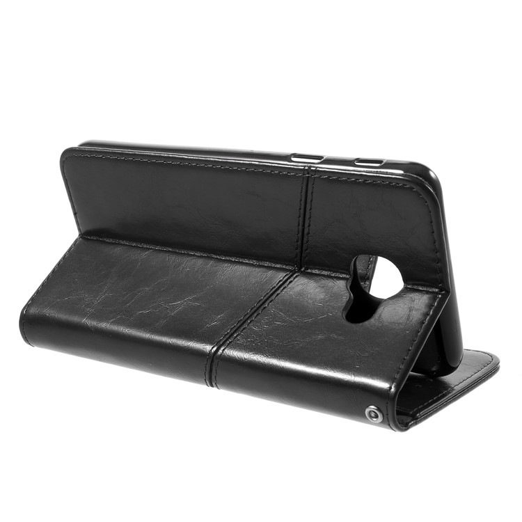 K'TRY Geometric Splicing Series Wallet Stand Leather Case for Samsung Galaxy A7 (2017) SM-A720 - Black-5