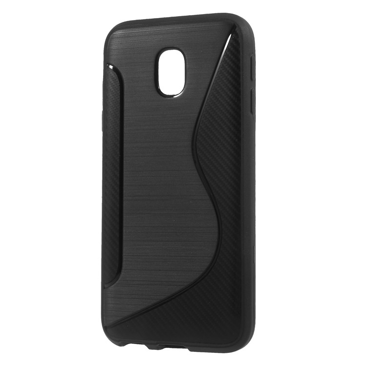 S Shape Brushed TPU Phone Case for Samsung Galaxy J3 (2017) EU Version / J3 (Pro) 2017 - Black-2