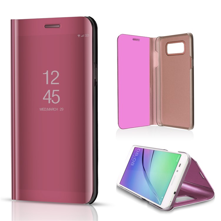 

Plated Mirror Surface View Leather Stand Phone Case for Samsung Galaxy J7 Nxt - Rose Gold