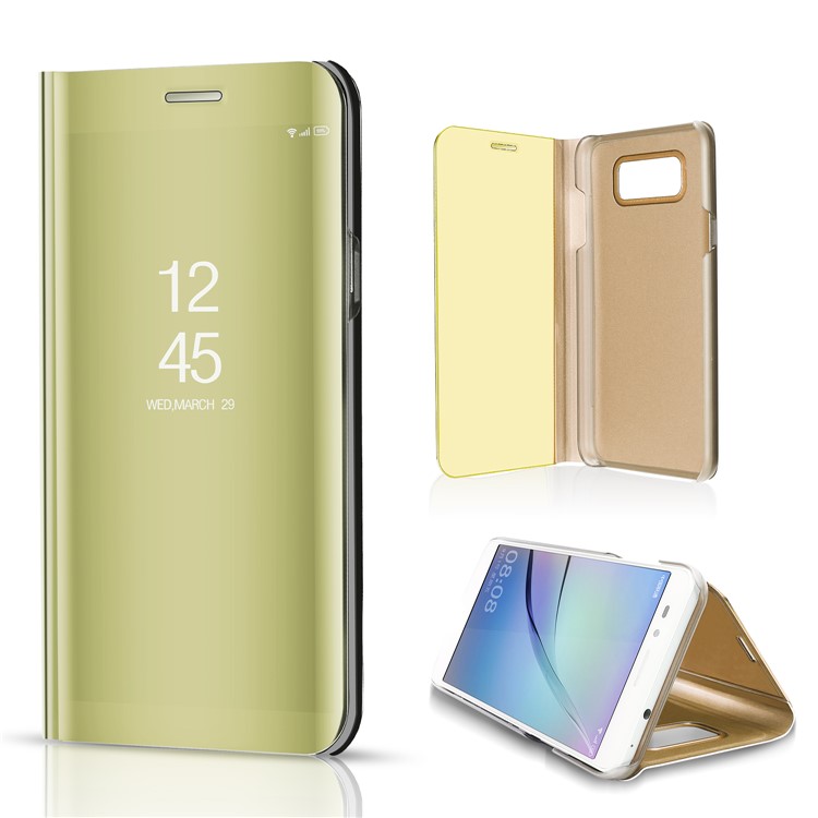 

Plated Mirror Surface Leather View Window Case for Samsung Galaxy J7 Nxt - Gold