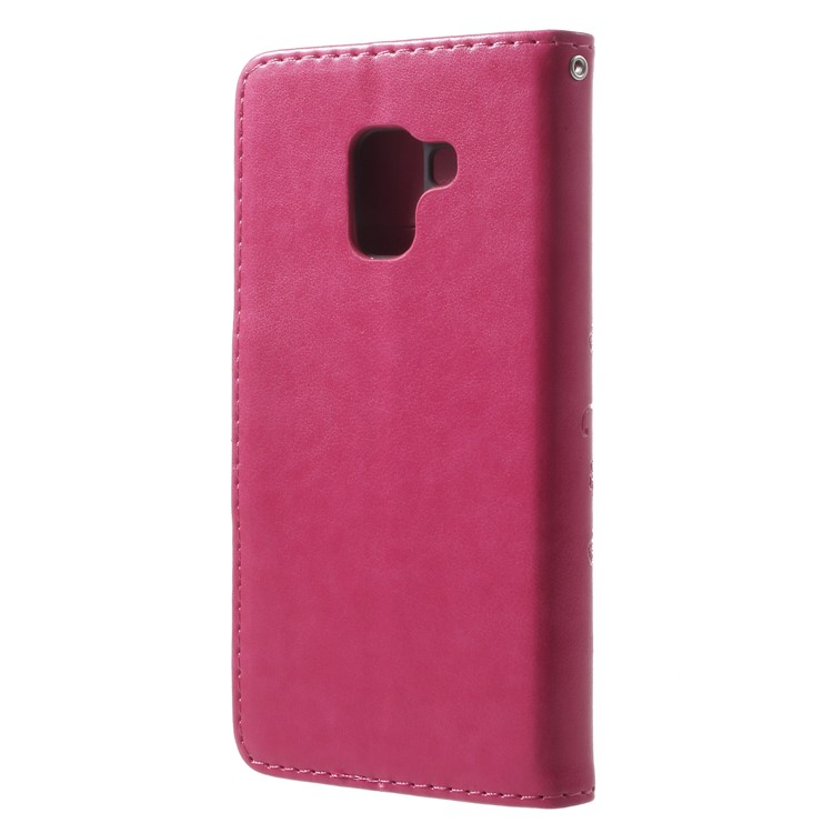 Imprint Butterfly Flower Leather Wallet Case for Samsung Galaxy A5 (2018) - Rose-2