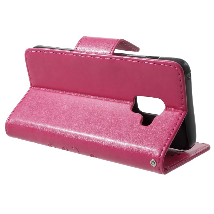 Imprint Butterfly Flower Leather Wallet Case for Samsung Galaxy A5 (2018) - Rose-4