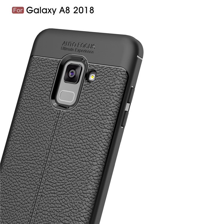 Litchi Skin PU Leather Skin TPU Back Cover for Samsung Galaxy A5 (2018) - Black-7