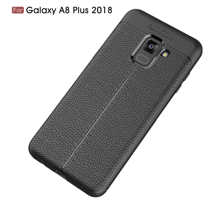 Litchi Grain Soft TPU Back Cover for Samsung Galaxy A7 (2018) - Black-2