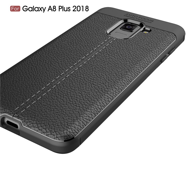 Litchi Grain Soft TPU Back Cover for Samsung Galaxy A7 (2018) - Black-6