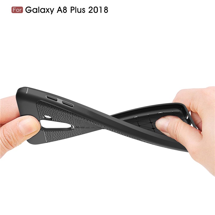 Litchi Grain Soft TPU Back Cover for Samsung Galaxy A7 (2018) - Black-8