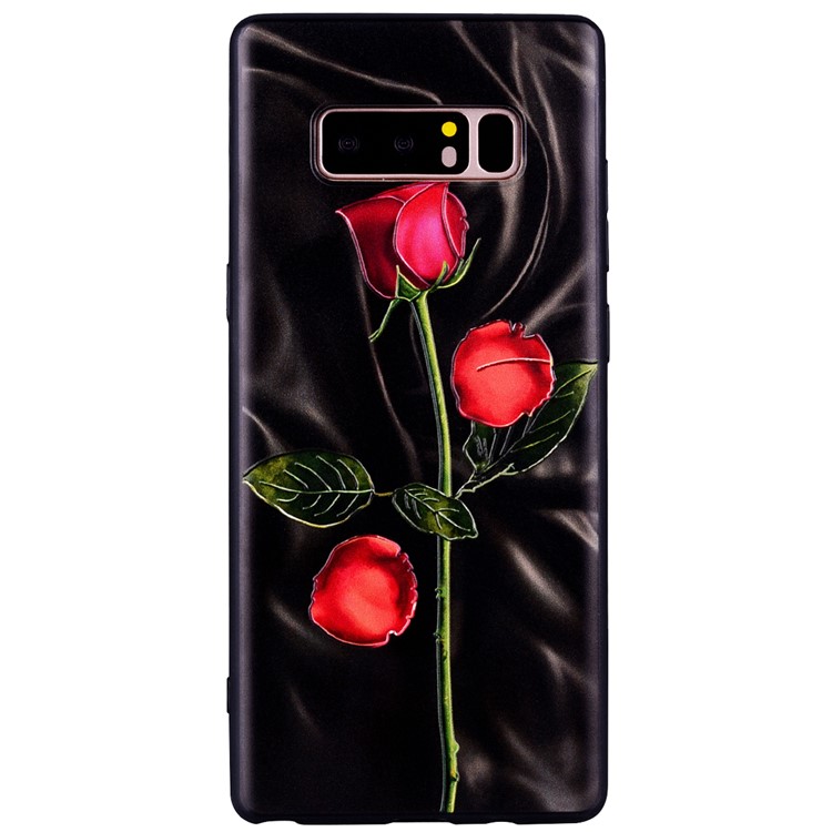 Embossment Rose Pattern Soft TPU Phone Case for Samsung Galaxy Note 8 N950 - Black-1