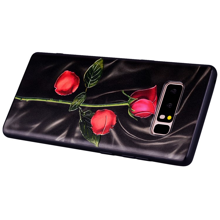 Embossment Rose Pattern Soft TPU Phone Case for Samsung Galaxy Note 8 N950 - Black-3