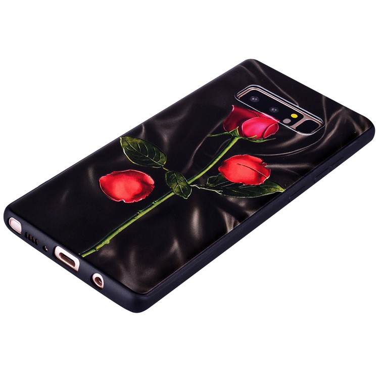 Embossment Rose Pattern Soft TPU Phone Case for Samsung Galaxy Note 8 N950 - Black-4