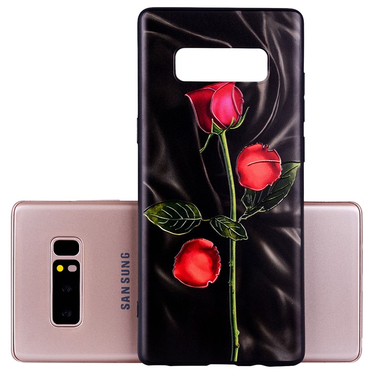 Embossment Rose Pattern Soft TPU Phone Case for Samsung Galaxy Note 8 N950 - Black-5