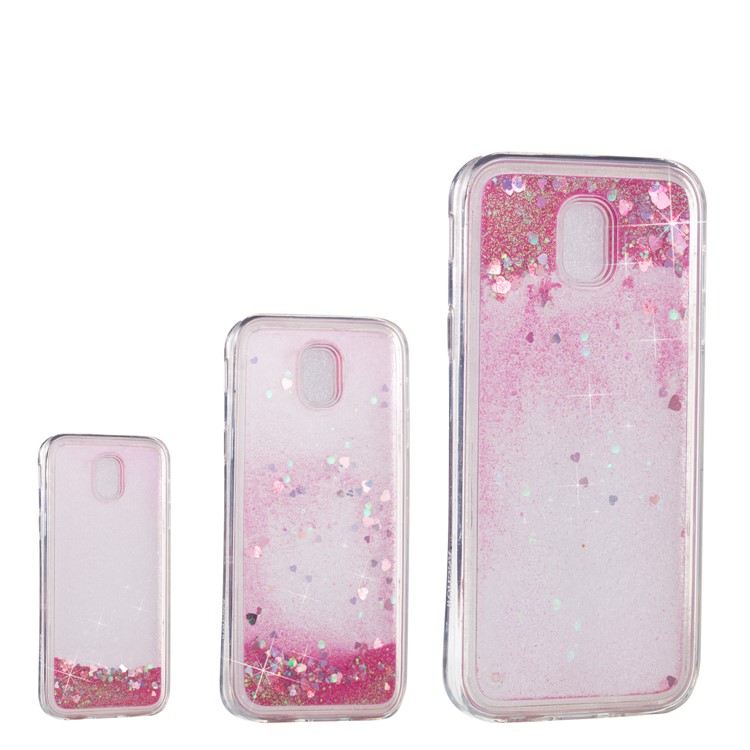 Dynamic Liquid Love Heart Sequins TPU Case for Samsung Galaxy J5 Pro (2017) / J5 (2017) EU Version - Rose-1
