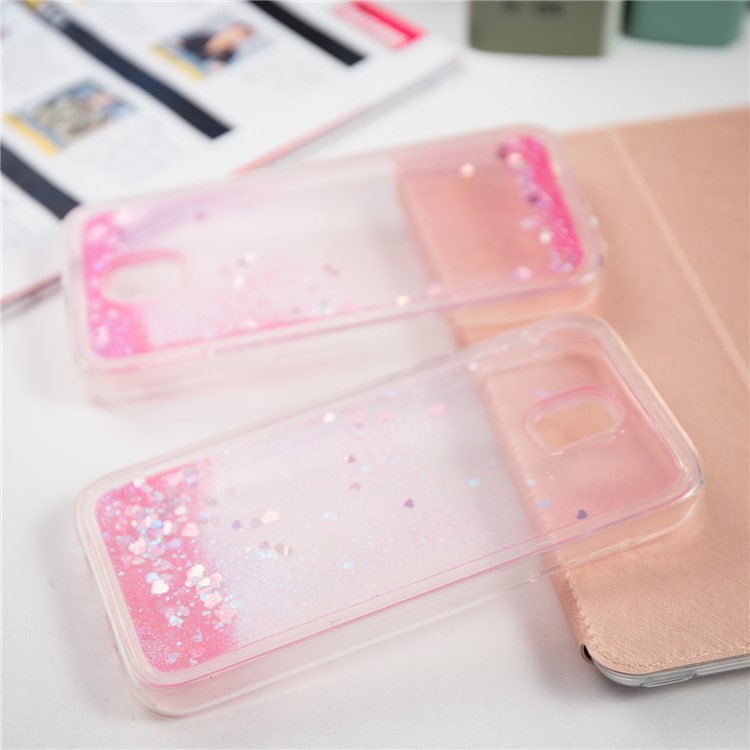 Dynamic Liquid Love Heart Sequins TPU Case for Samsung Galaxy J5 Pro (2017) / J5 (2017) EU Version - Rose-2