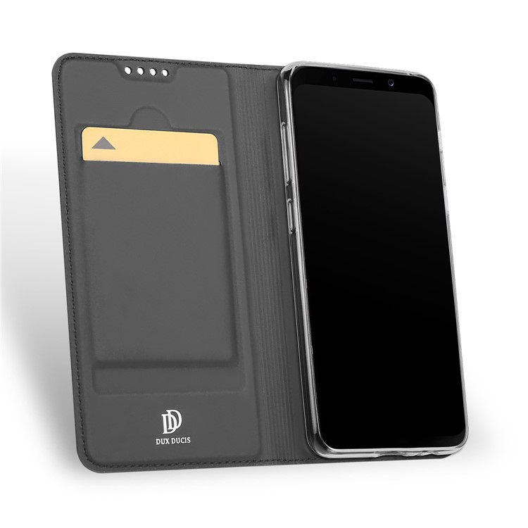 DUX DUCIS Skin Pro Series for Samsung Galaxy A7 (2018) Leather Flip Case with Card Slot - Grey-3