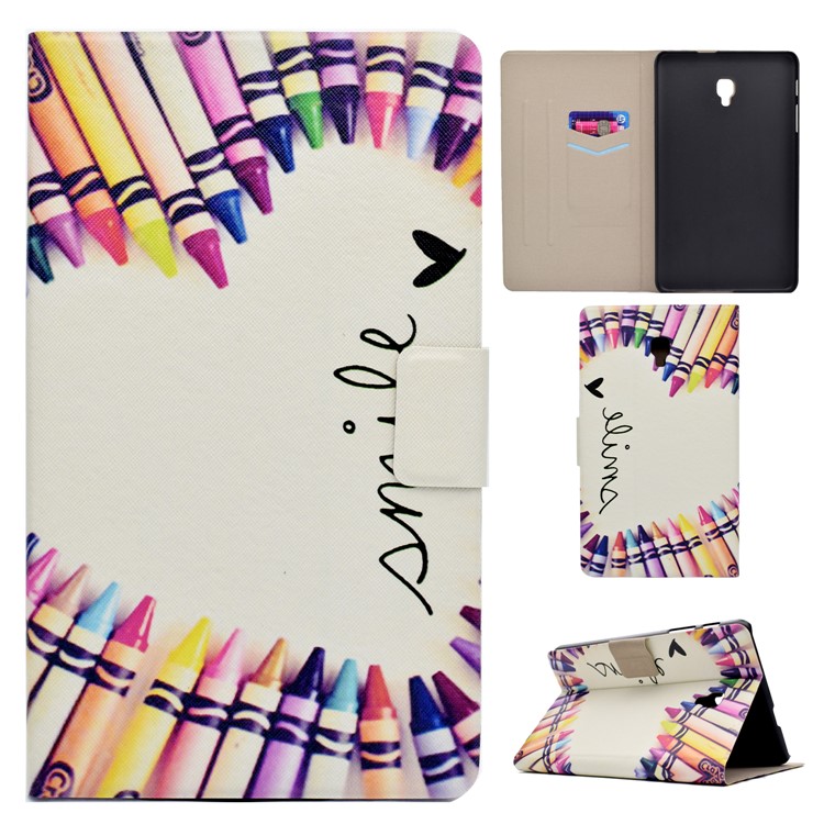Fragrant Leather Card Holder Smart Case for Samsung Galaxy Tab A 8.0 (2017) T385/T380 - Crayon Circled Heart-1
