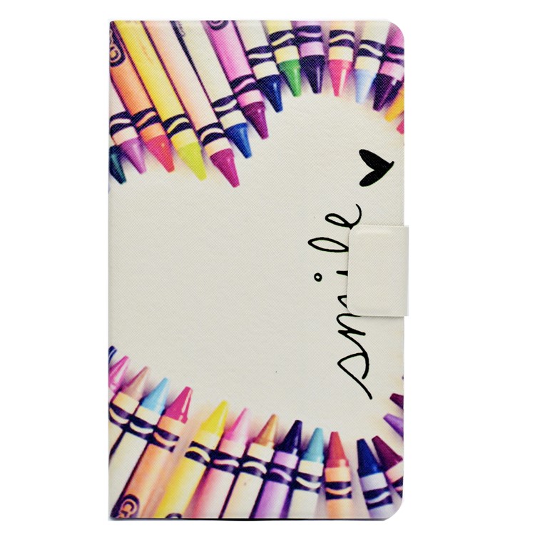 Fragrant Leather Card Holder Smart Case for Samsung Galaxy Tab A 8.0 (2017) T385/T380 - Crayon Circled Heart-2