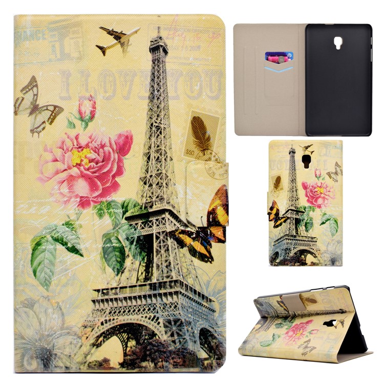 

Fragrant Leather Card Holder Smart Shell for Samsung Galaxy Tab A 8.0 (2017) T385/T380 - Eiffel Tower and Flower
