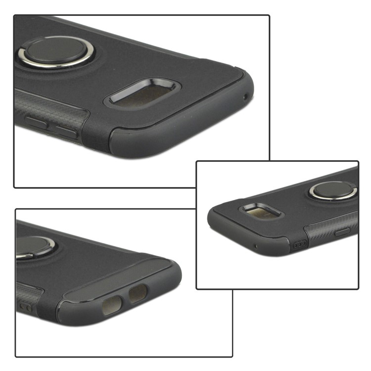 ANGIBABE Carbon Fiber TPU PC Hybrid Case with Kickstand for Samsung Galaxy S8+ G955 - Black-6