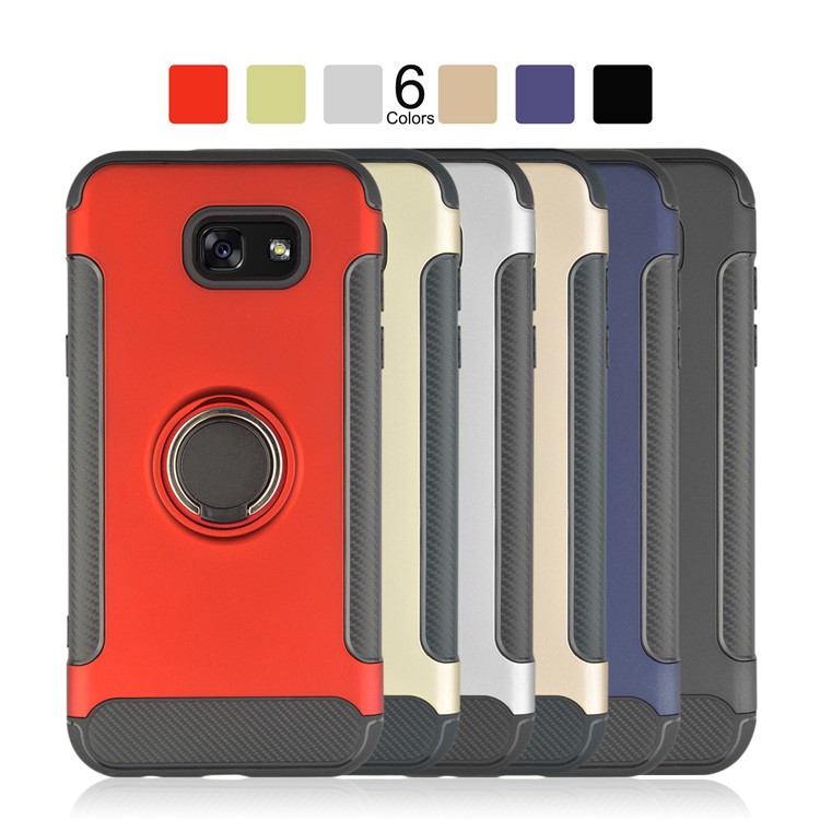 ANGIBABE Carbon Fiber TPU PC Hybrid Case with Kickstand for Samsung Galaxy S8+ G955 - Black-8