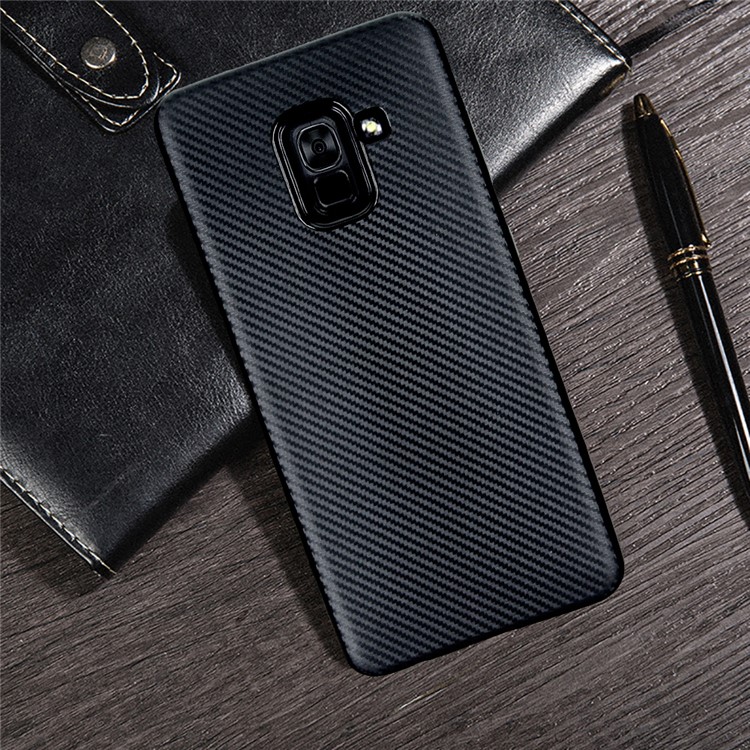 Carbon Fiber Texture Soft TPU Back Case for Samsung Galaxy A7 (2018) - Black-2