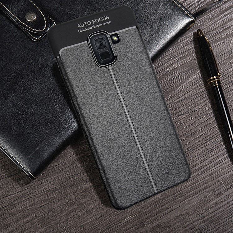 Litchi Texture PU Leather Coated Flexible TPU Phone Casing for Samsung Galaxy A5 (2018) - Black-2