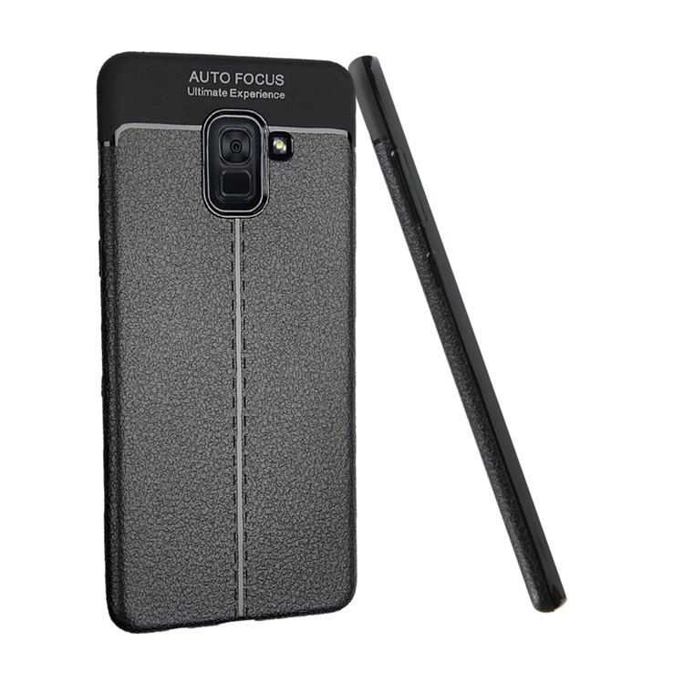 Litchi Texture PU Leather Coated Flexible TPU Phone Casing for Samsung Galaxy A5 (2018) - Black-3