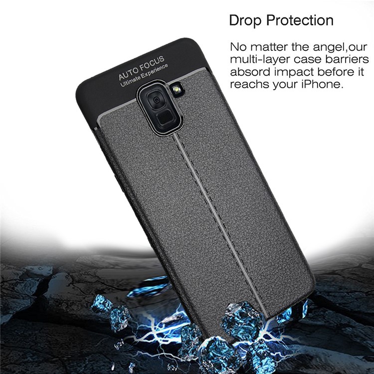 Litchi Texture PU Leather Coated Flexible TPU Phone Casing for Samsung Galaxy A5 (2018) - Black-4